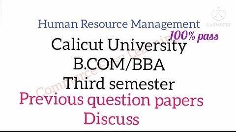 Human Resource Management Third semester B.Com/BBM