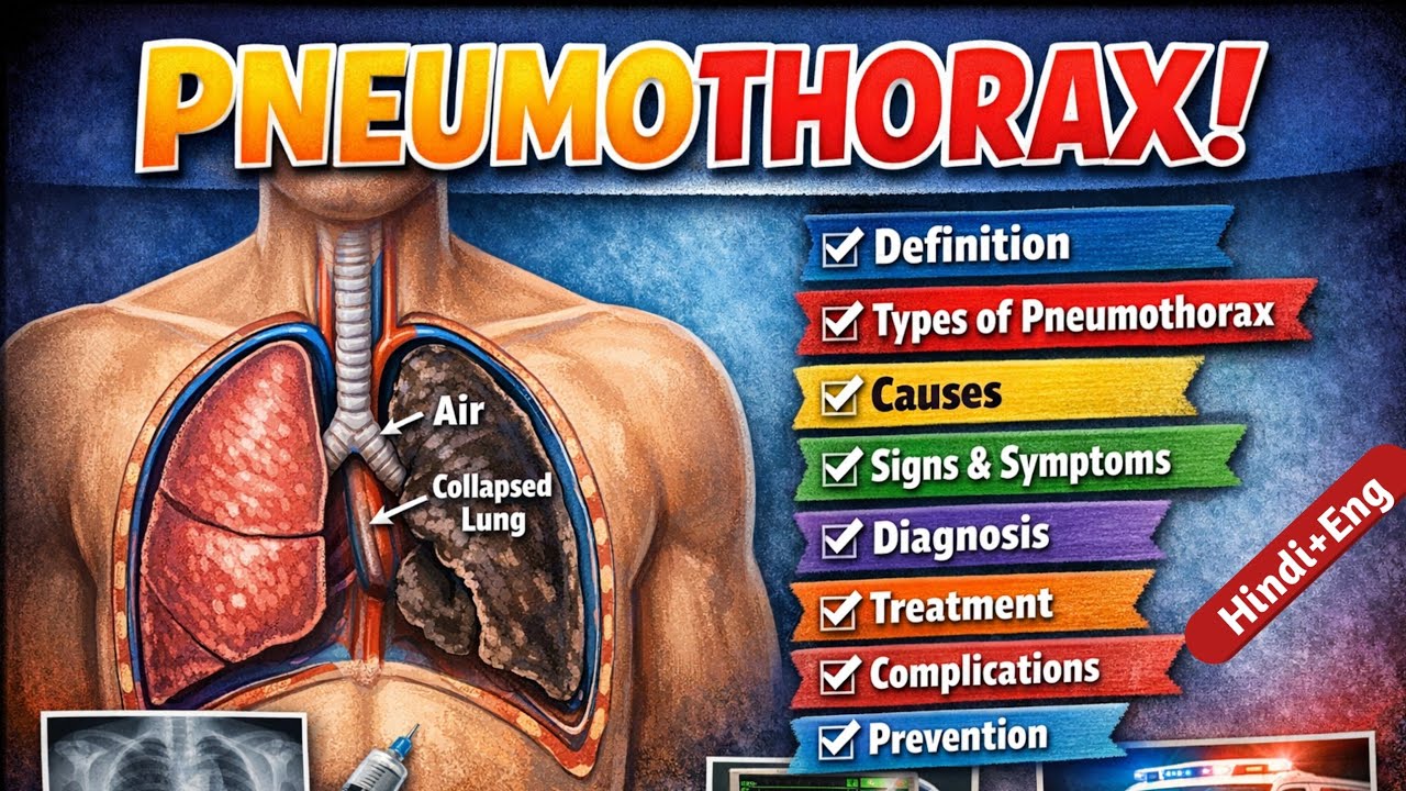 Pneumothorax definition types and medical management full lecture in hindi.
