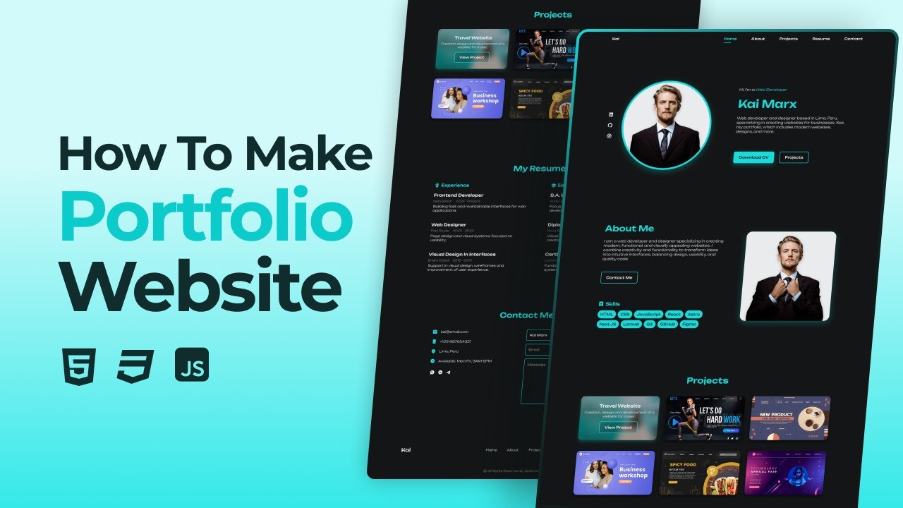 How To Make Responsive Portfolio Website Using HTML CSS JavaScript ...