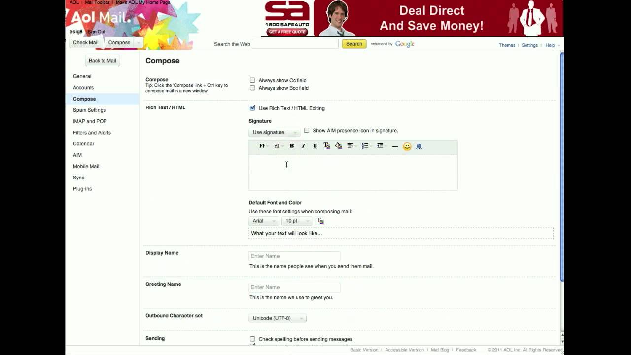 Aol webmail html email signature instructions youtube