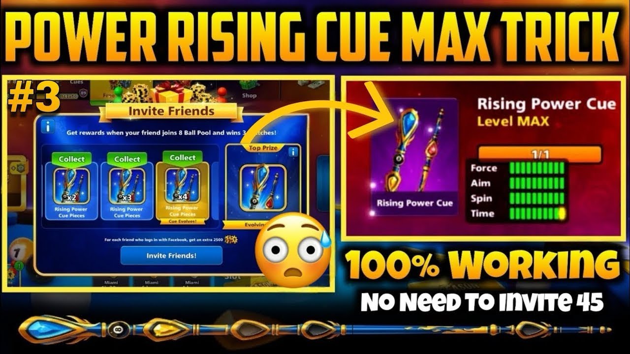 How to get Rising power cue max for free🤔? 💯 working trick - 8 ball pool 