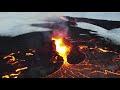04-10-2021 Grindavik, Iceland - Drone Amazing Volcano at Night Draws Crowds