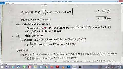Material Variance- Problem 2 | Cost Management | M.com