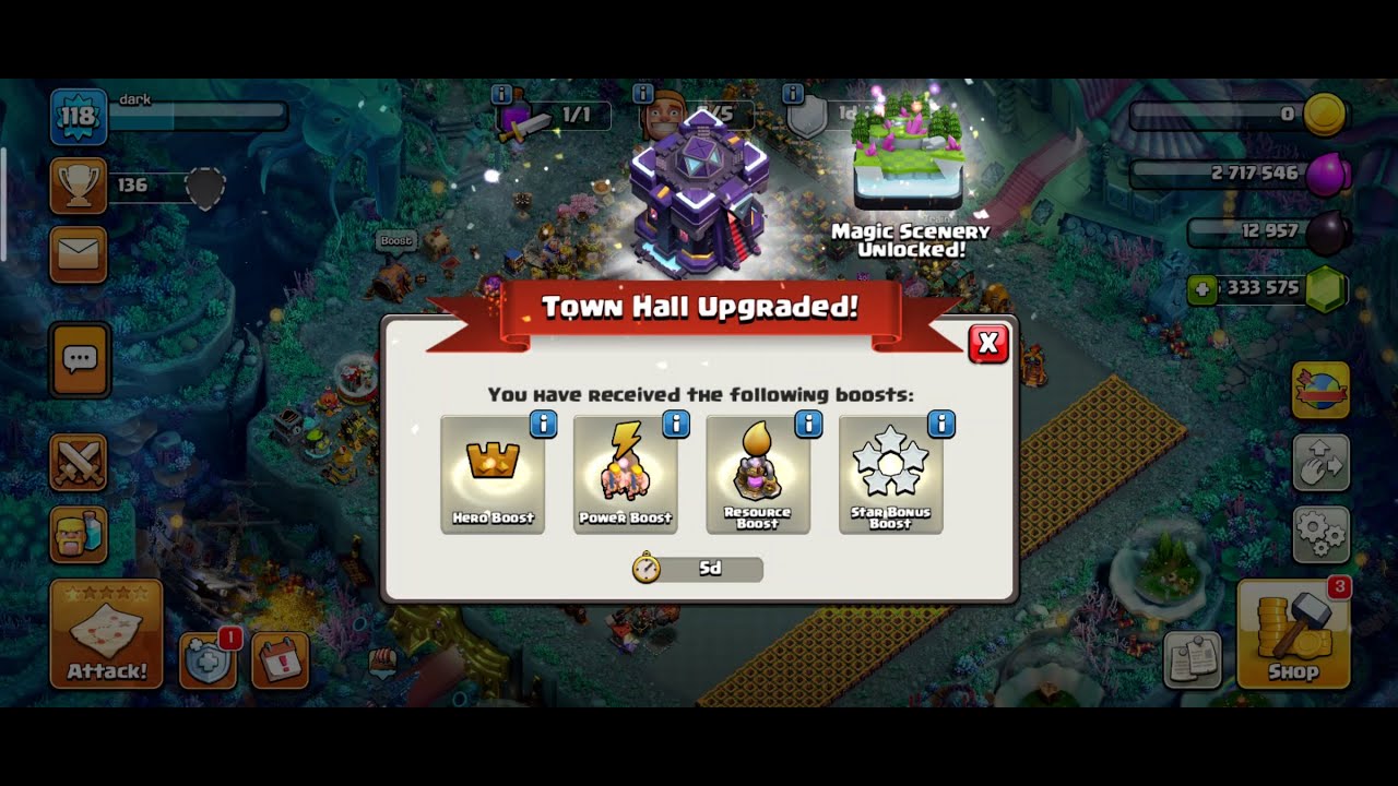 game play only gems || Town hall (15) max ||