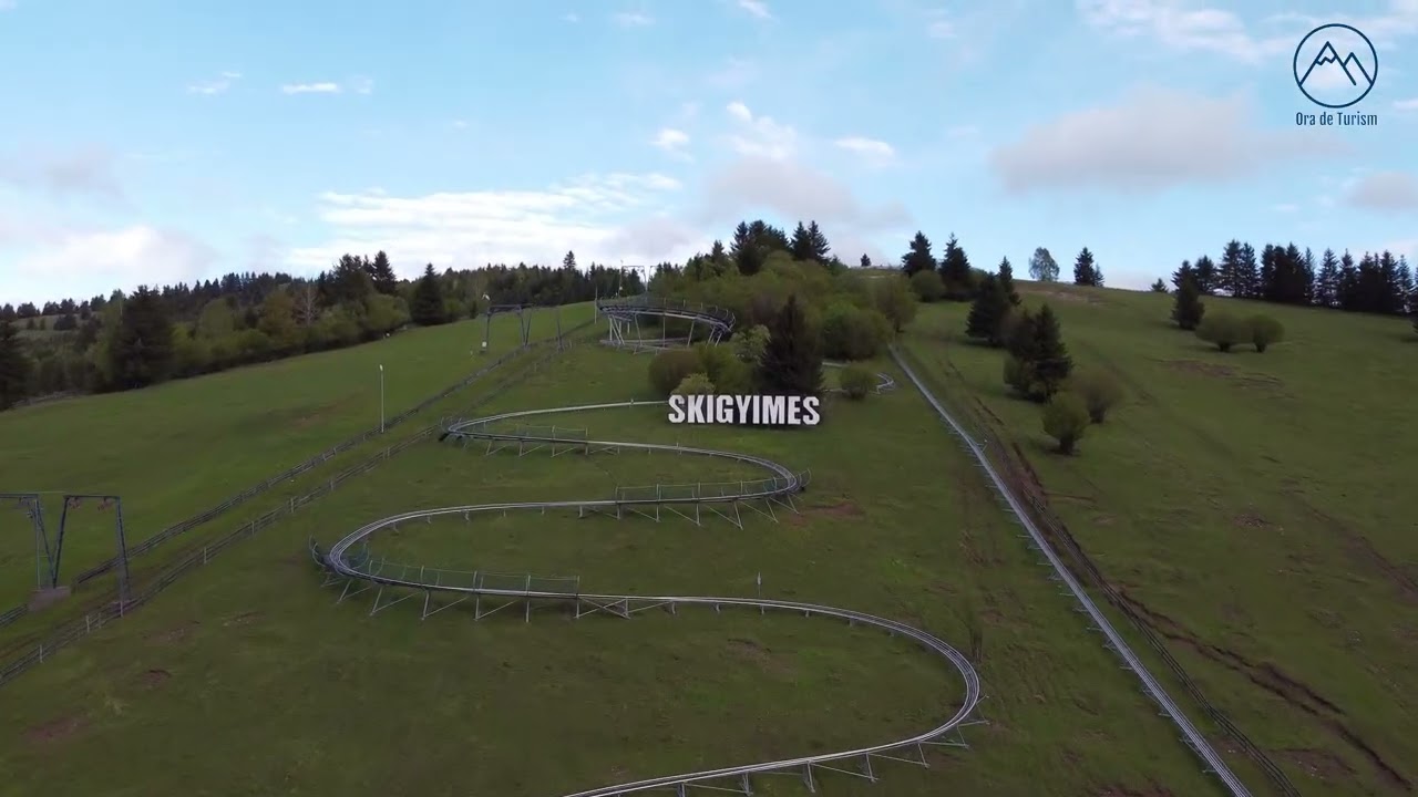 SkiGyimes alpine coaster, Lunca de Sus, jud. Harghita, din dronă