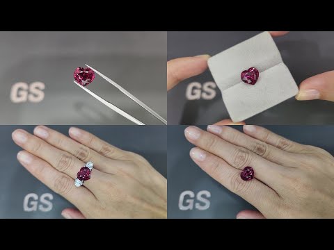 Rhodolith-granat Leuchtend rosafarbener, herzförmiger 5,56 karat, Tansania Video  № 1