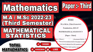 KU M.Sc 3rd Sem || Mathematical Statistics || PYQ