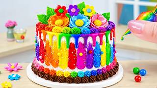 Colorful Rainbow Flower Fondant Cake 🌈😮 Most Unique Mini Rainbow Cake Designs 🤩 The Cake Corner
