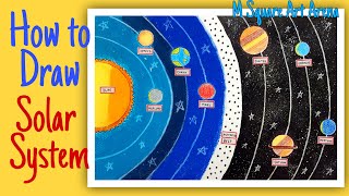How to Draw Easy and Simple Solar System Drawing | School Project on Solar System | Drawing for Kids screenshot 5