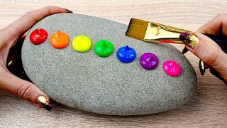 ❤ LOVE | Easy Stone Painting | Satisfying Acrylic Painting on Rocks