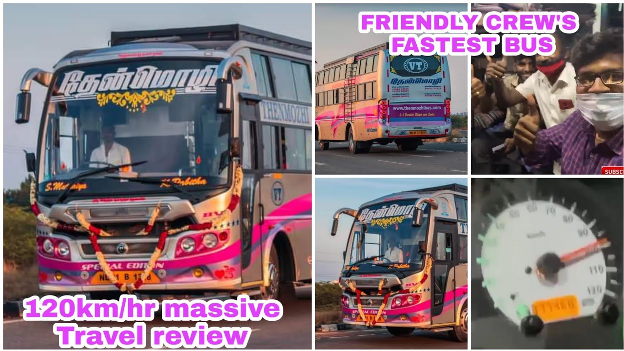 THENMOZHI TRAVELS-ASHOKLEYLAND BUS CRUISING AT 120 KM SPEED-2+1NON AC SLEEPER BUS-TAMIL BUS REVIEW