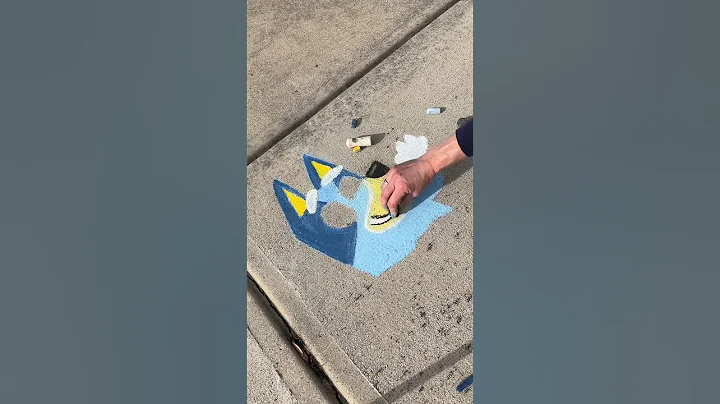 Bluey just felt like popping up through this fake hole in my driveway.  Sidewalk chalk art