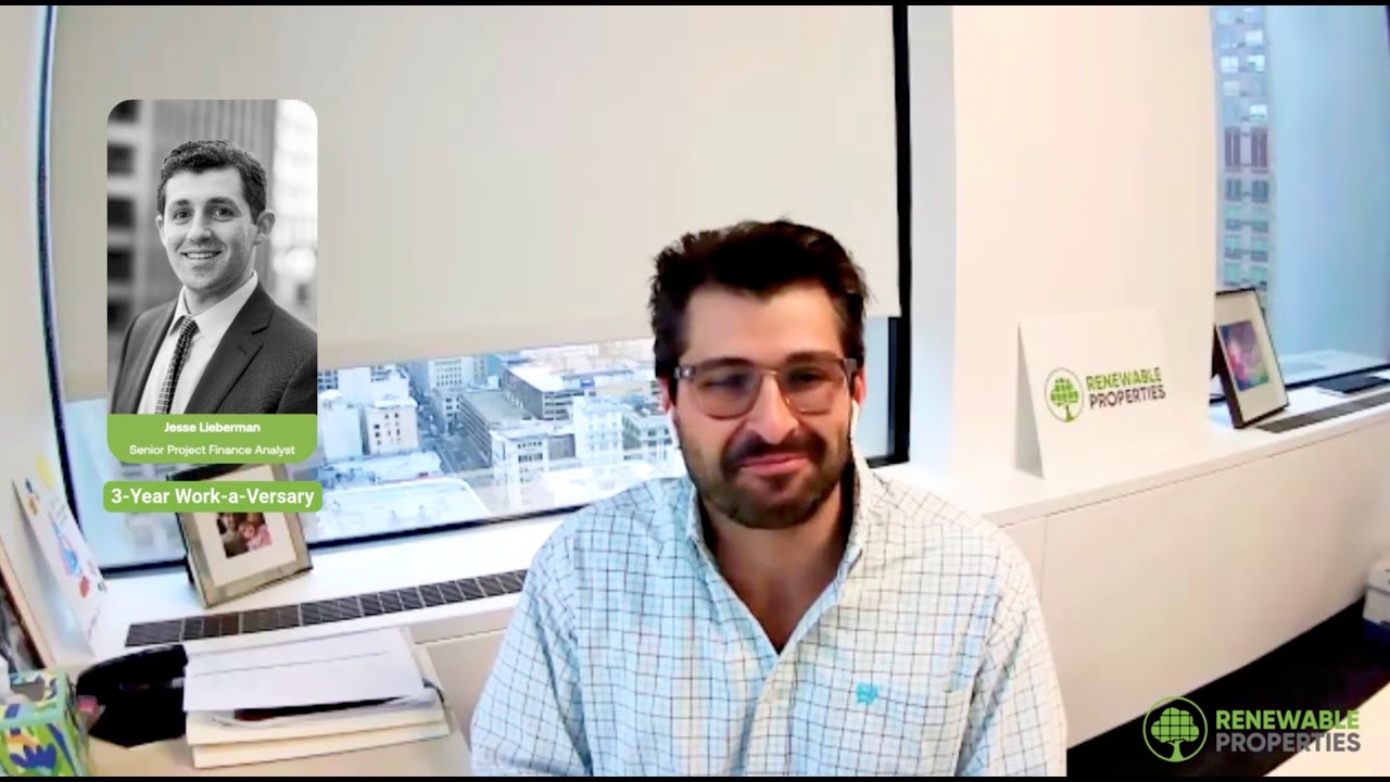 We're celebrating Jesse's third work anniversary at Renewable Properties!