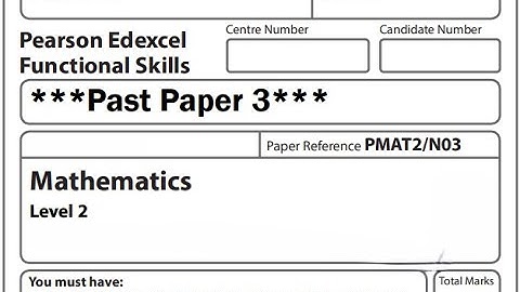 Functional Skills Maths L2 Past Paper 3 Pearson Edexcel
