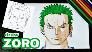 ✏️💚 How to draw Roronoa Zoro from One Piece 🔥 speed art tutorial 