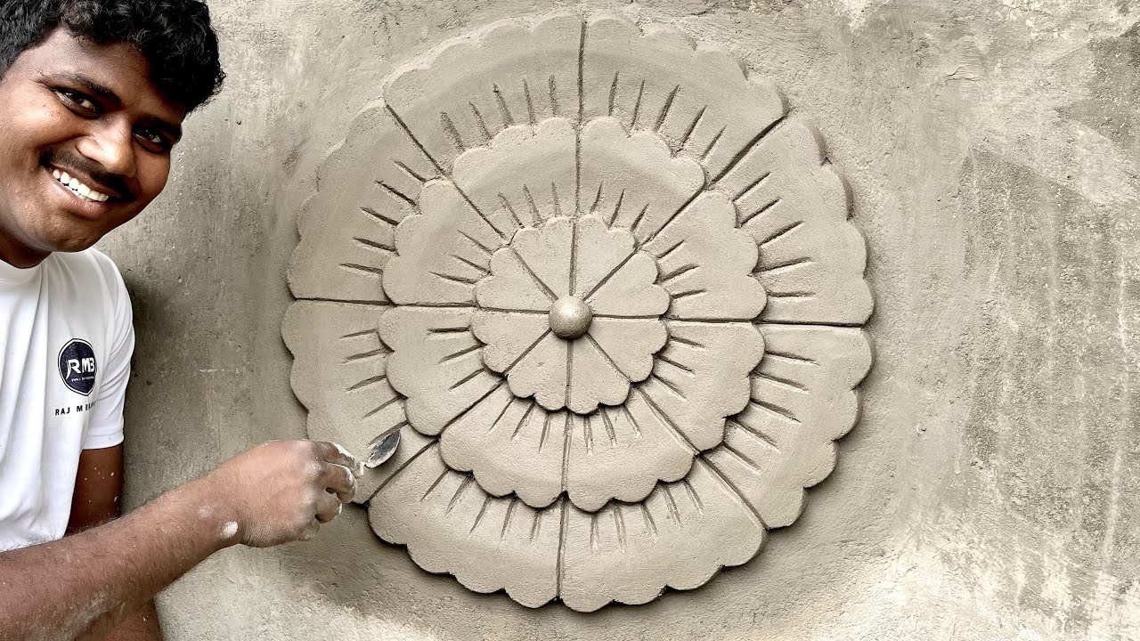 Wall Flower Design New Simple Flower Design Cement Sand And