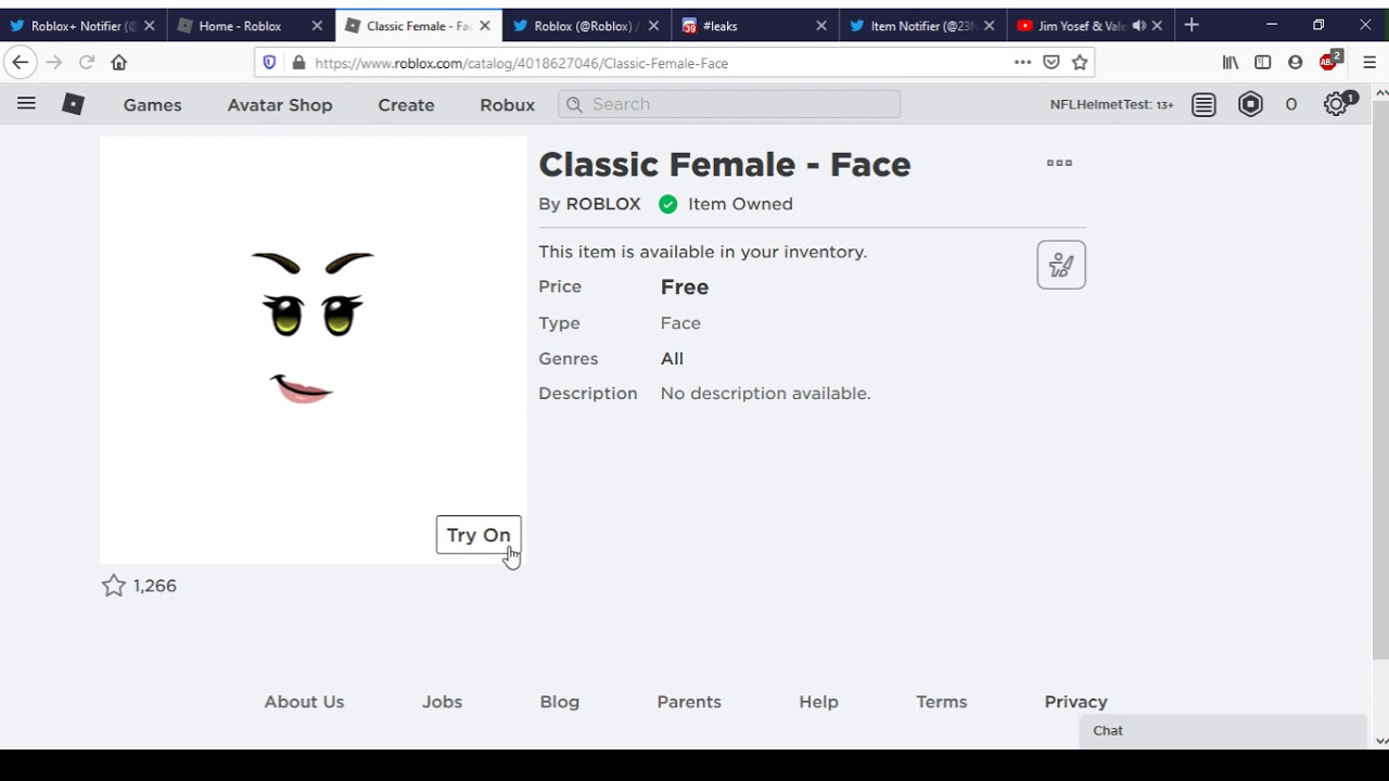 How To Get Classic Female Face Roblox Youtube - roblox face shop