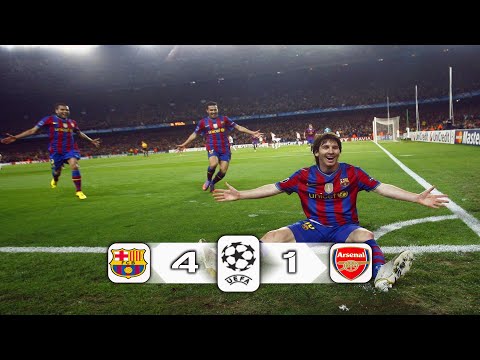 ملخص مباراة برشلونة و ارسنال 4 - 1 ◄ سوبر هاتريك لي ميسي - تشامبيونز ليج 2010 بتعليق  عصام الشوالي