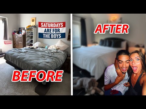 SURPRISED MY BOYFRIEND WITH A BEDROOM MAKEOVER!! (NOT the reaction I expected...)
