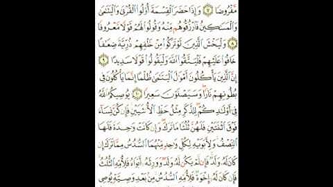 سورة النساء الآيات ( 7 ـ 11 ) إبراهيم الأخضر صفحة ( 78 )
