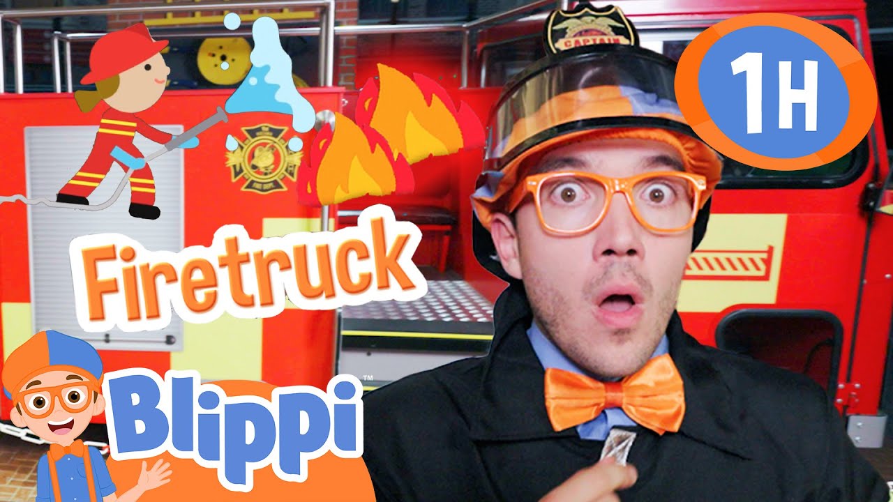 Blippi Rides in a Firetruck! 1 Hour of Fire Vehicles for Kids