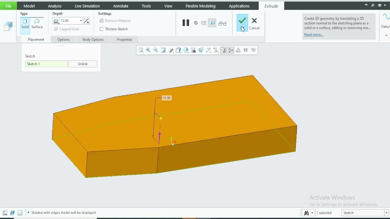 Sketch & Project Feature in Creo 9 0