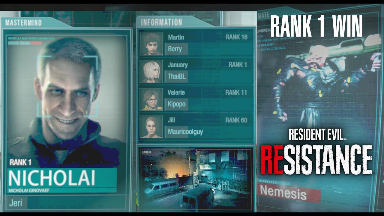 Nicholai Rank 1 Resident Evil Resistance VS High Rank Jill Online with Randoms【バイオハザードレジスタンス】