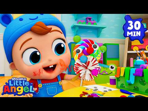 Yucky Sticky Lollipop! 🍭 | Little Angel 30 MIN Compilation | Home Learning for Kids 🖍️