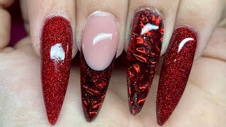 January birthstone garnet nail design. Hard gel & gel polish