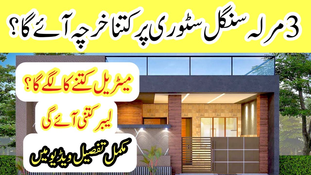 3 Marla Single Story House Construction Cost In Pakistan 3 Marla 