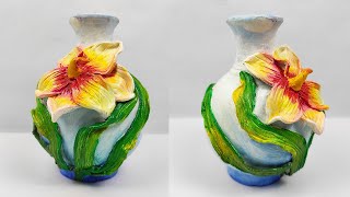 Make Beautiful Flower Pot using Clay | Easy Home Decoration Idea | Clay Craft Flower Vase