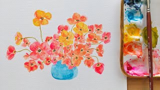 EASY Watercolor poppies for beginners a step by step tutorial