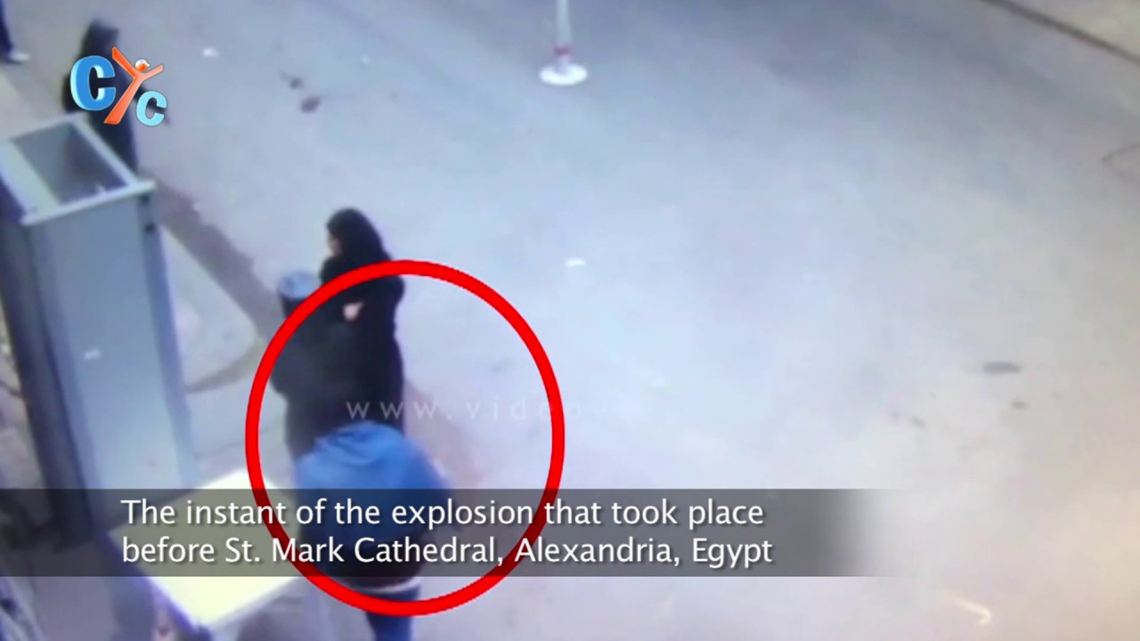The instant of the explosion before St  Mark Cathedral, Alexandria