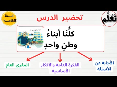تحضير نص القراءة كلنا ابناء وطن واحد للسنة الخامسة ابتدائي ص 48 من كتاب اللغة العربية 2025
