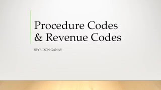 014 Procedure Codes and Revenue Codes