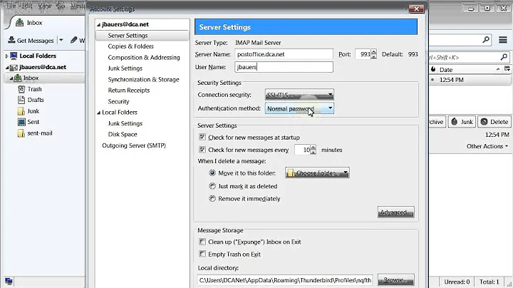 Thunderbird IMAP Troubleshooting