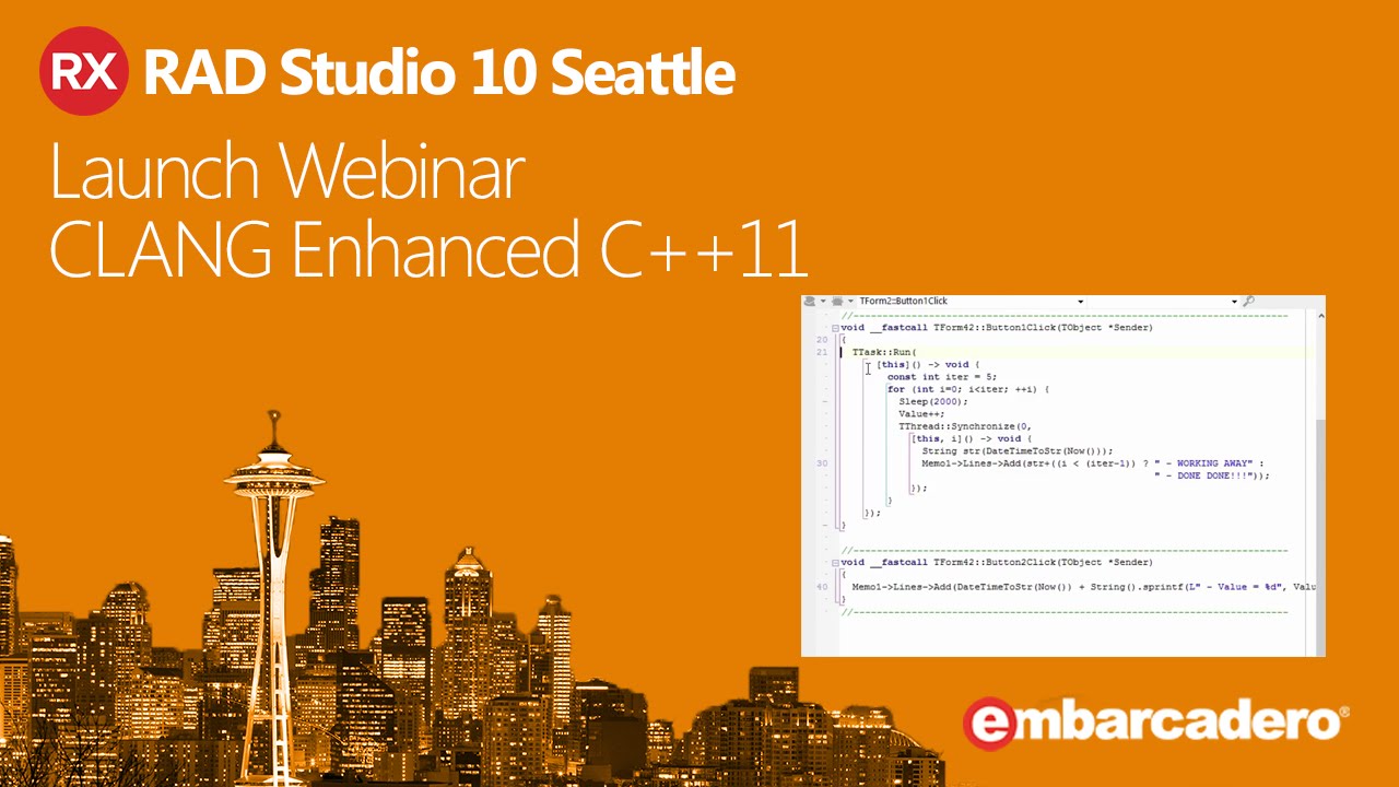 RAD Studio 10 Seattle Launch Webinar - C++11 Demo - YouTube