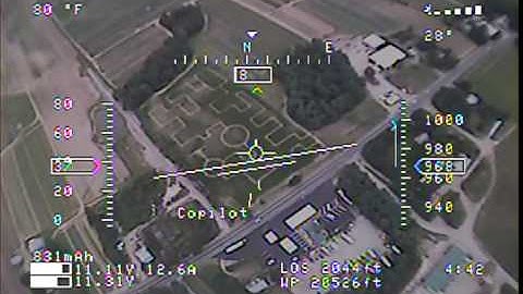 FPVFlightSchool RVOSD Copilot test with camera looking down.