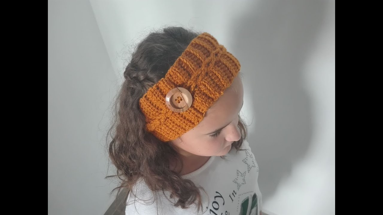 Turbante vincha o diadema con trenza tejida a crochet