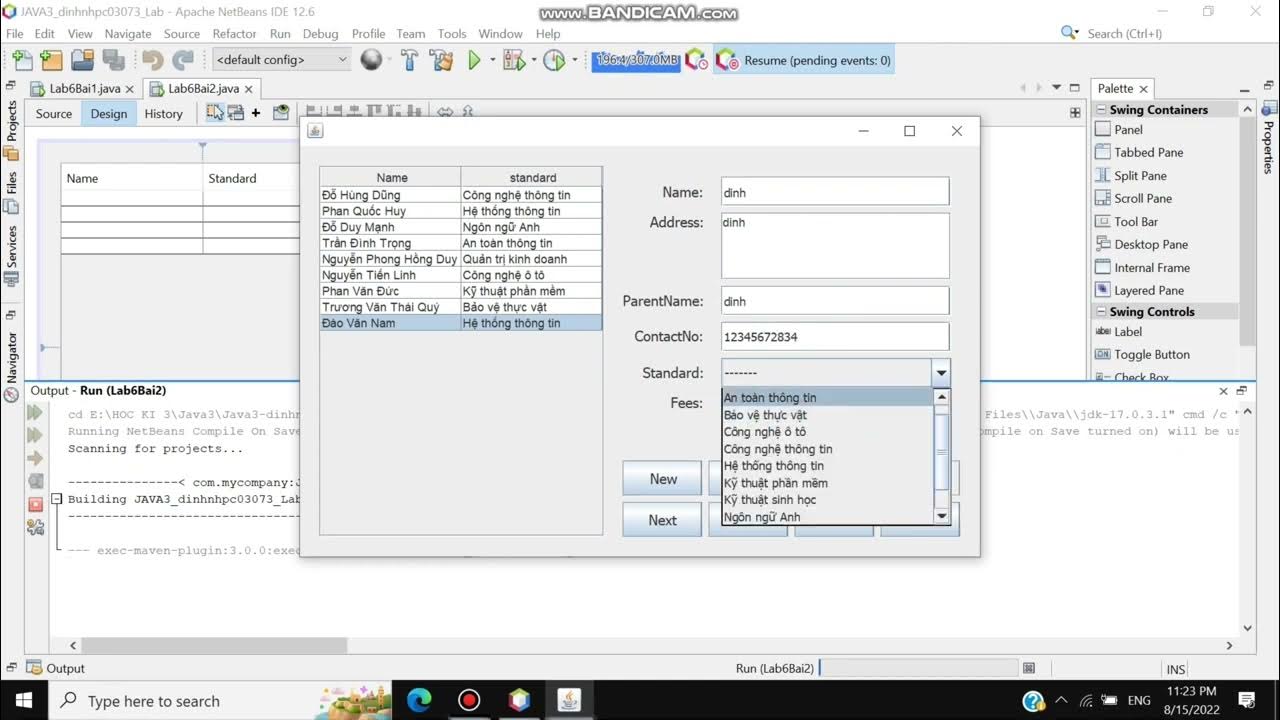 dinhnhpc03073 - Java 3 - Lab 6 - YouTube