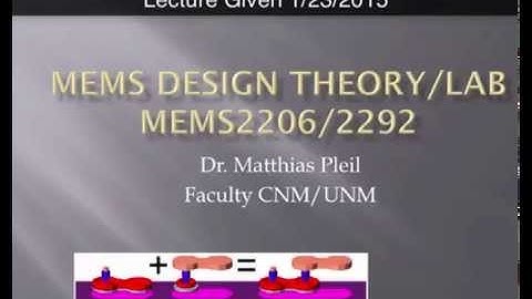 MEMS Design Course - Lecture 01