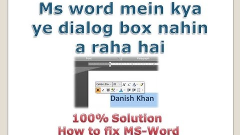 Solved Show Mini Toolbar on selection not work in Ms word