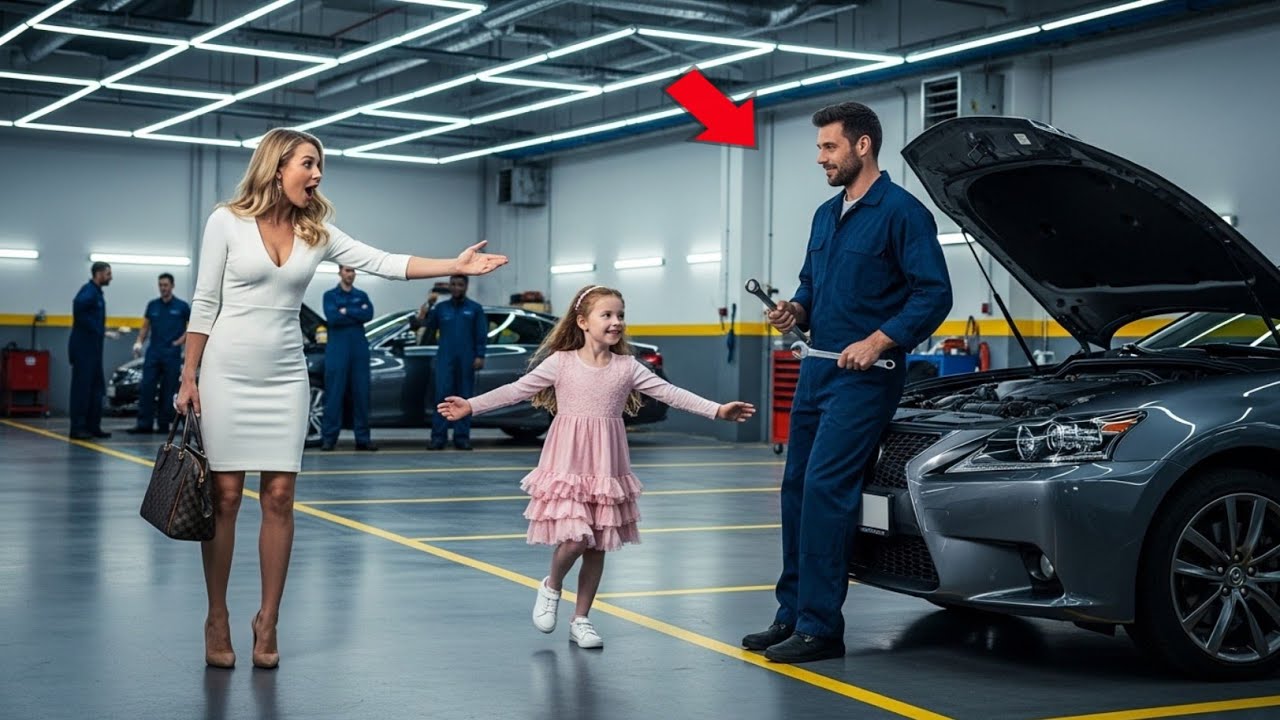 A Little Girl Rushes to Her Single Dad Fixing a Car, Calling Out 