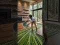 A glowing bamboo river right in the living room! #epoxyfloor #bamboodesign #resinart #ledlighting
