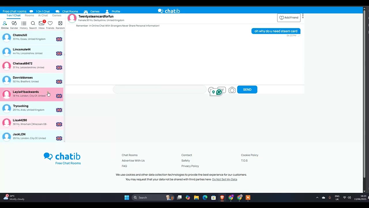 Chatib chat rooms abusive names and open abuse 
