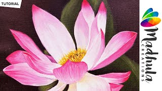 Lotus Acrylic Painting Tutorial-Lotus Flower Painting |Acrylic Painting Flowers-How to Paint Flowers