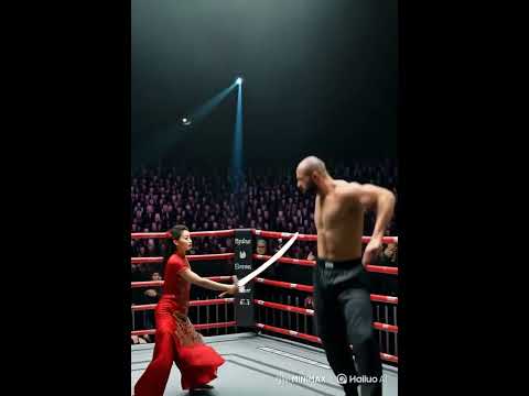 A Beautiful Woman Cheongsam And A Big Man Enter The Boxing Ring Kungfu Boxing Fight Ai 
