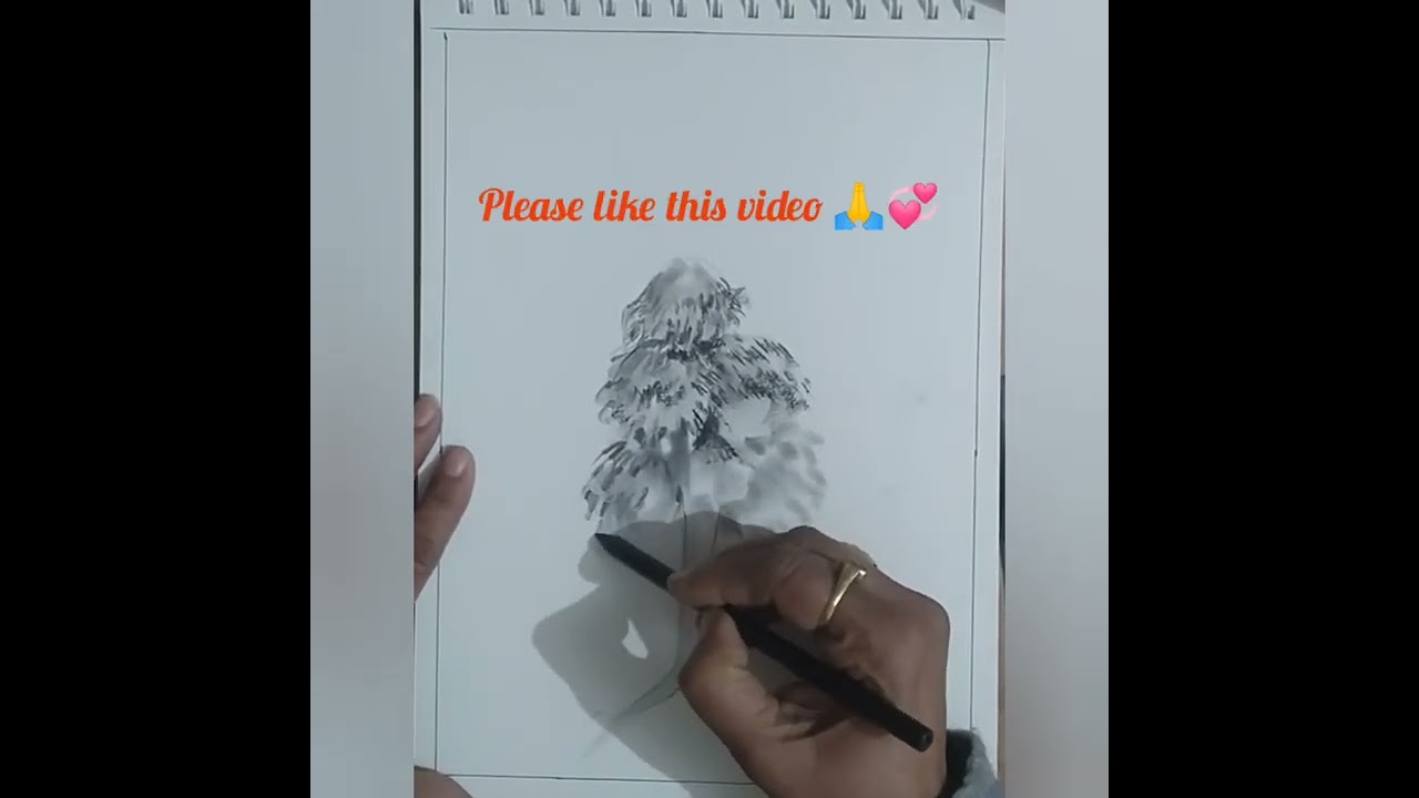 How to draw tree 🌲 easy way with charcoal pancil drwing 💞