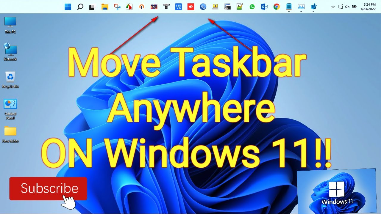 Move Windows 11 Taskbar Top or Anywhere - YouTube
