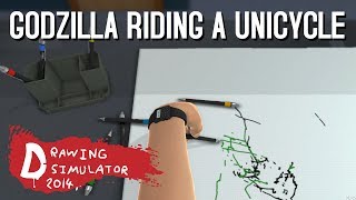 ✐ Drawing Simulator 2014 - Godzilla riding a unicycle ✐